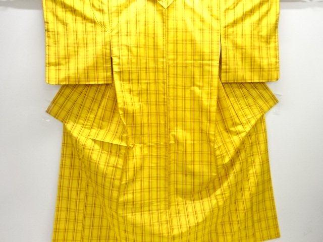 格子織り出し米沢紬着物